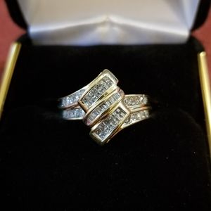 Lady's Diamond Triple Row Ring in 10k Yellow Gold